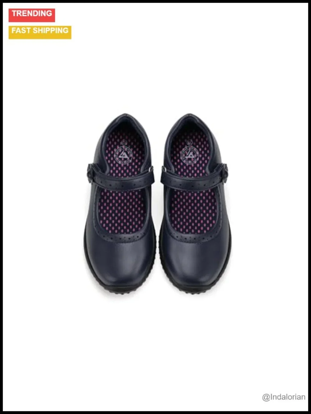 Girl's Mary Jane School Uniform Shoes - Faux Leather Hook & Loop